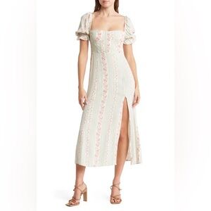 WeWoreWhat Puff Sleeve Midi Dress In Rosewood Multi 2